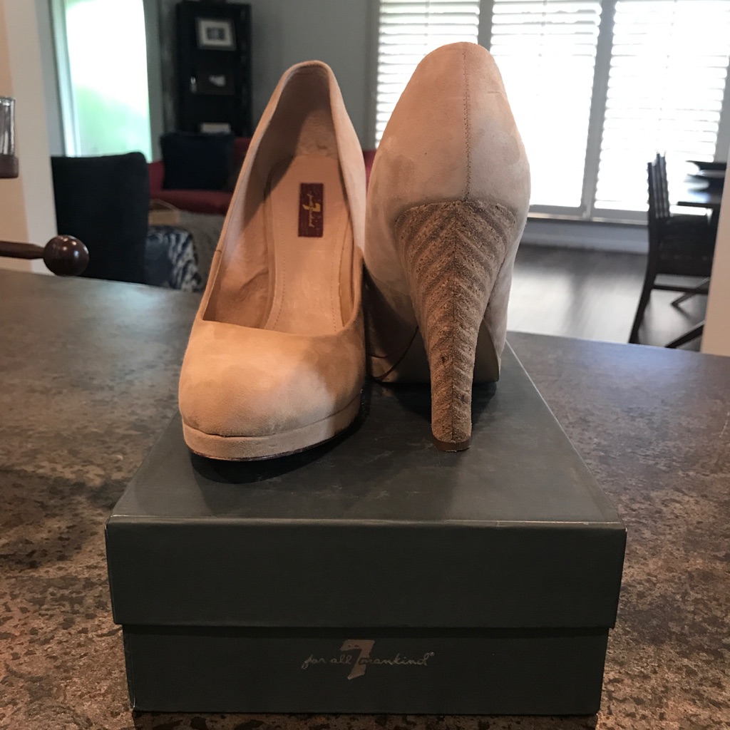 7 For All Mankind Platform Kid Suede Wedge